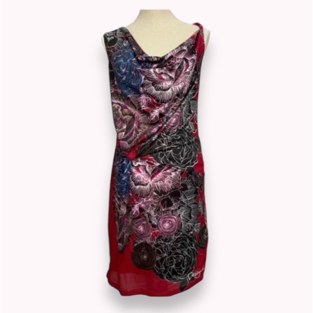 🇪🇸 Desigual floral red sheath midi dress, size L